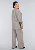 Taupe Blazerset met Leopard Details