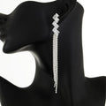 Lange Zilveren Strass Oorbellen met Zigzag