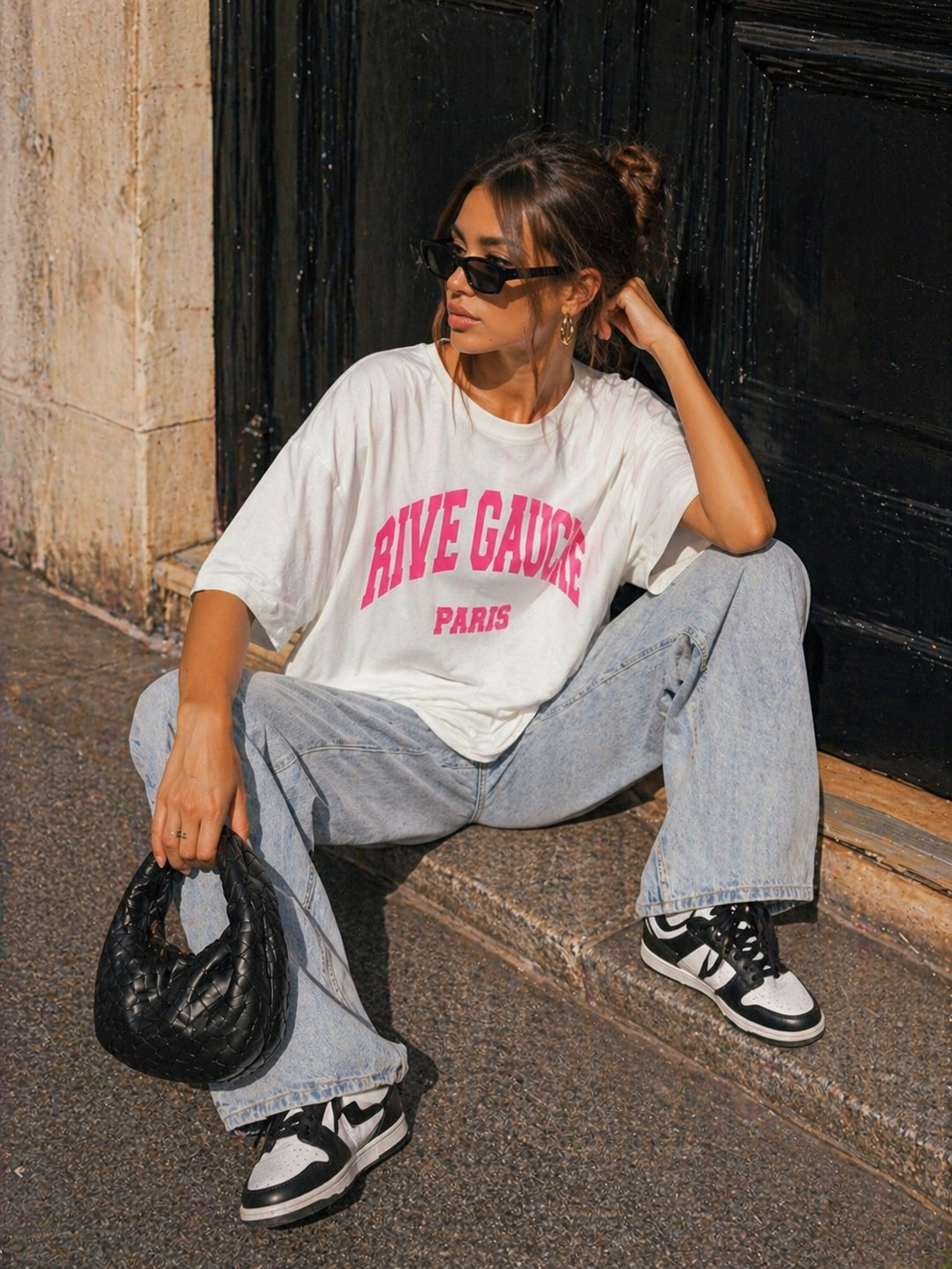 Wit Oversized T-Shirt met Grote Roze Tekstprint