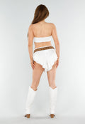 Witte 2-Piece Set met Bandeau Top en Ruches Short