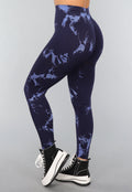 Navy Sportlegging met Tie Dye Print