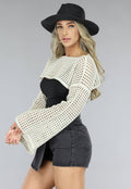 Beige Gehaakte Bohemian Bolero