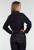 Redial Jeans  Cropped Denim Blouse in Donkerblauw Met Lange Mouwen