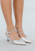 Zilveren Glitter Pumps met Bandjes