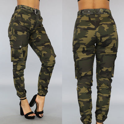Groene Cargo Broek met Camouflage Print