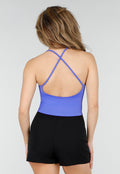 Blauwe Crop Top met Pads en Gekruiste Rugbandjes