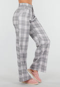 Grijs Roze Geruite Pantalon Straight Leg