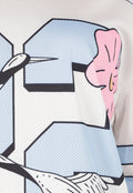 Witte Jersey Top met Vogelprint en Oversized Pasvorm