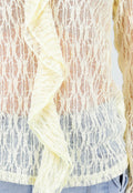 Butter Yellow Kanten Blouse met Lange Mouwen en Ruffle Detail