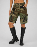 Camouflage Cargo Bermuda Short van Denim met Zakken