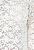Kanten Beige Top met Lange Mouwen en Col