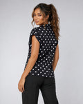 Zwarte Polkadot Blazer Top met Schoudervulling
