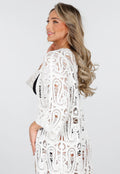 Wit Gehaakte Cover Up met See Through Patroon