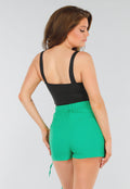 Zwarte Bodysuit met Brede Bandjes en V-Halsdetail