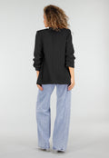 Zwarte Blazer met Geplooide Driekwart Mouwen