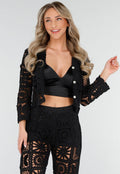 Two Piece Zwart Gehaakte Vest en Broek met Ingewerkt Broekje