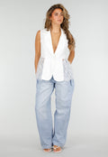 Wit Mouwloos Gilet met Kanten Details