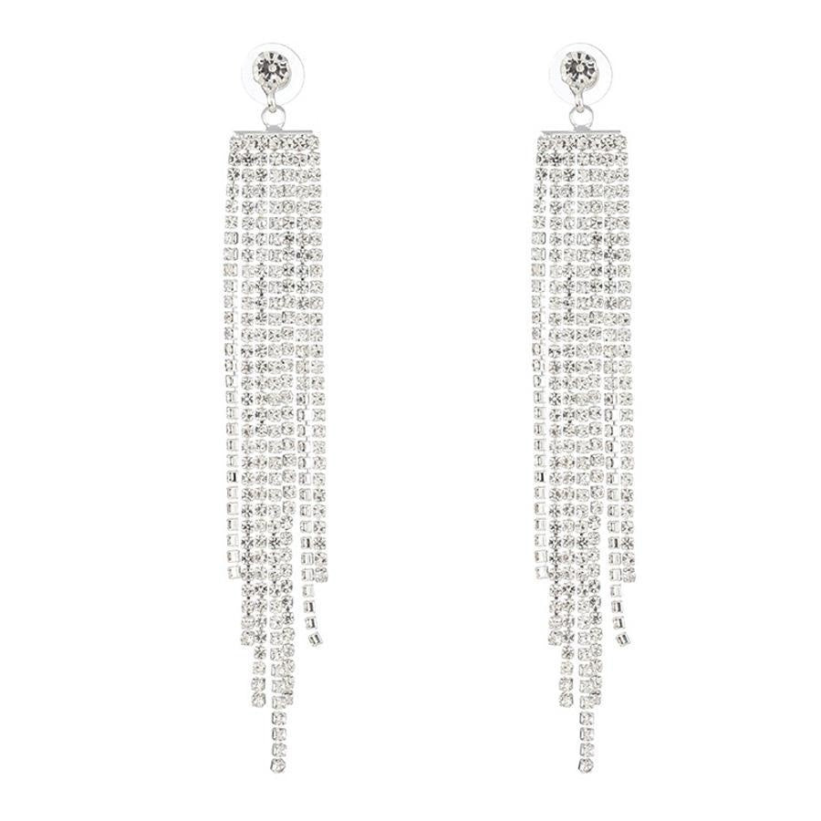 Zilveren Waterval Oorbellen met Strass
