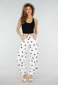 Witte Barrel Jeans met Zwarte Stippen en Hoge Taille