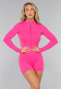 Hard Roze Sportieve Zipper Playsuit