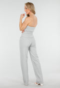 Lichtgrijze Strapless Gilet Top met Knoopsluiting