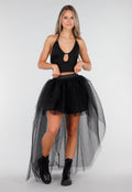 Zwarte Haltertop met Studdetails en Open Rug