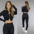 Zwarte Longsleeve Sporttop met Rits