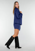 Blauwe Suede Blazer met Dubbele Knopen