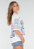 Witte Jersey Top met Vogelprint en Oversized Pasvorm