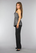 Zilveren Asymmetrische One Sleeve Glitter Top
