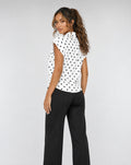 Witte Polkadot Blazer Top met Schoudervulling