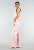 Roze Mouwloze Top met Gele Stippen en Schoudervulling
