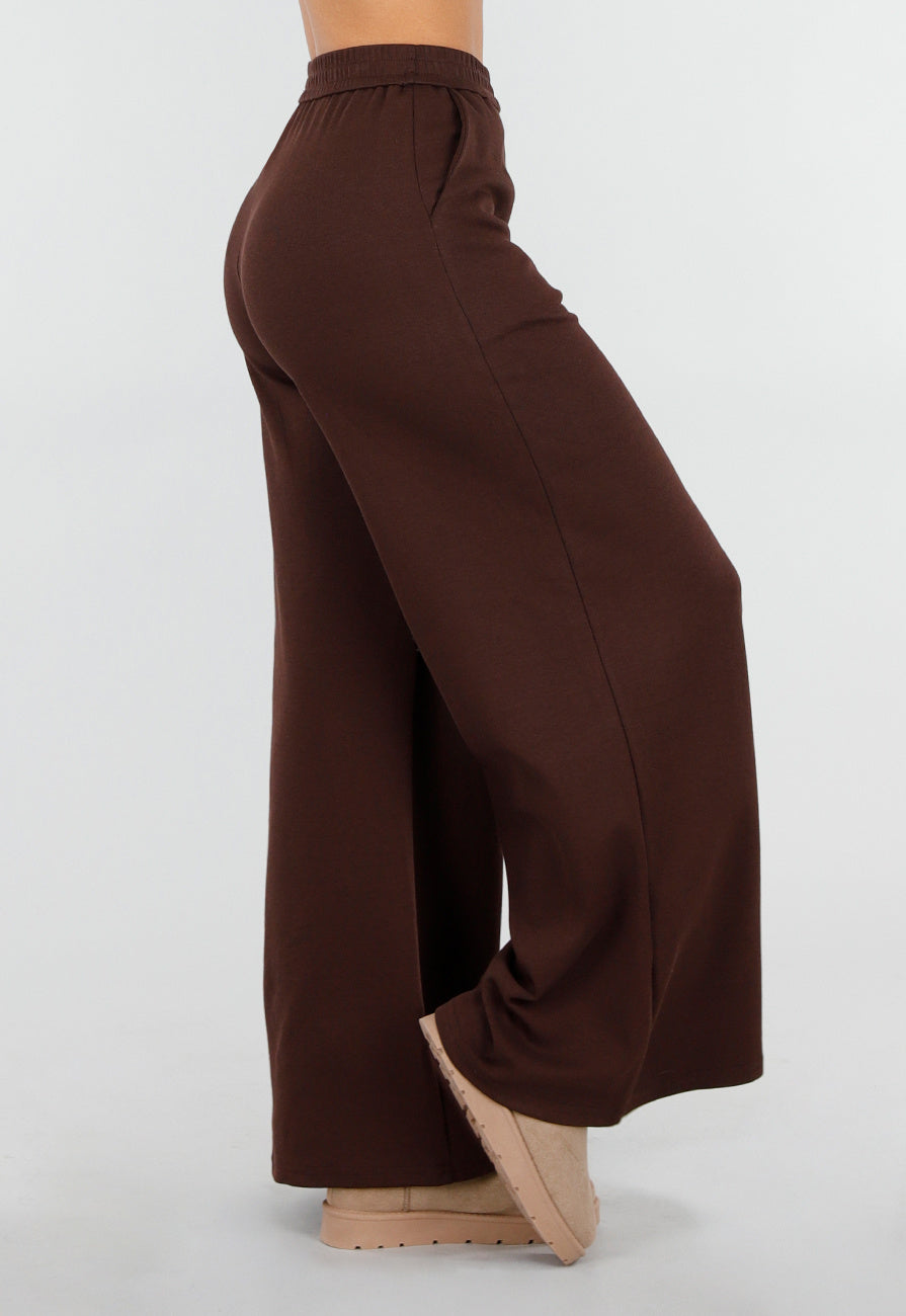 Bruine Lounge Broek met Wijde Pijpen