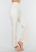 Beige Flared Pantalon met Elastische Tailleband