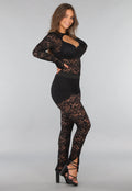 Kanten Two Piece met Bodysuit en Split Legging