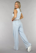 Denim Wikkel Top met Strikdetail