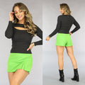 Zwarte Longsleeve Rib Top met Uitsnede