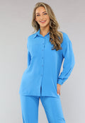 Blauwe Co Ord Set met Blouse