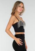 Zwarte Push Up Strass Bustier