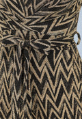 Stretch Gouden Zigzag Jumpsuit met Wide Leg