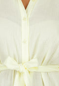 Butter Yellow Katoenen Playsuit met Knoopsluiting en Zakken
