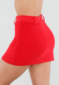 Rode Mesh Skort met Stretch en Riemlussen