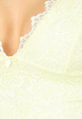 Lichtgele Kanten Stretch Top met V-hals