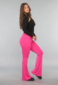 Tall Fuchsia Elastische Legging Broek met Wijde Pijpen