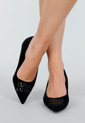 Zwarte Fluwelen Pumps met Lage Hak