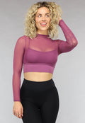 Aubergine See Through Sporttop met Ingewerkte Sport-bh