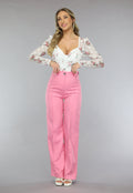 Witte Kanten Vintage Print Bodysuit met Cups