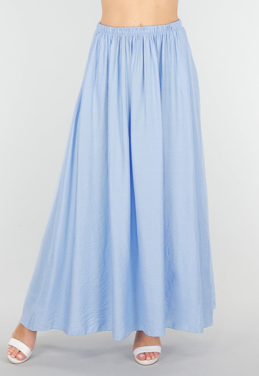 Maxi Rok in Lichtblauw met Elastische Tailleband