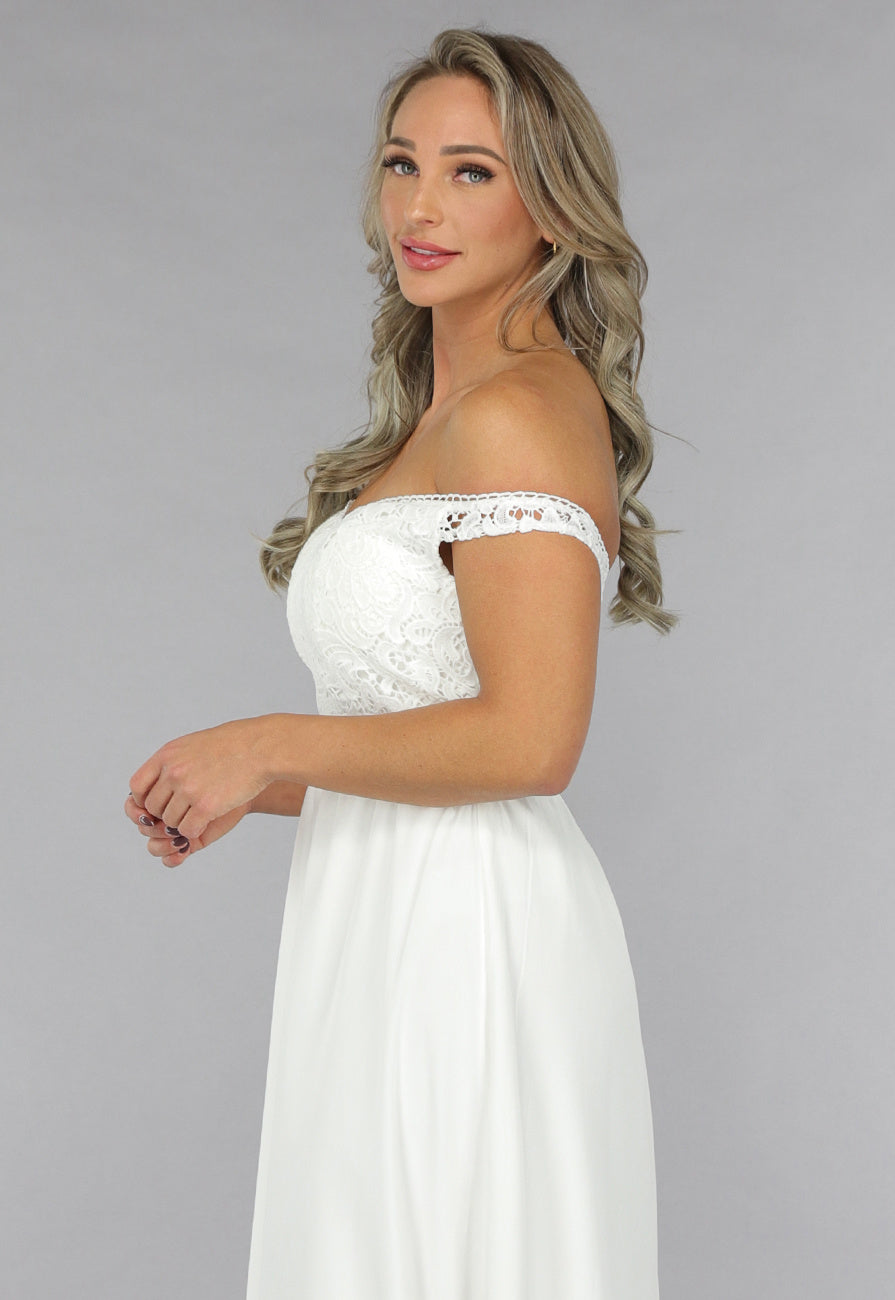 Witte Off Shoulder Bruidsjurk met Pads