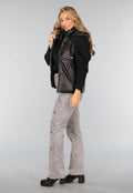 Zwarte Lederlook Bodywarmer met Capuchon